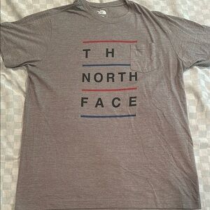 5/$25!! The North Face Gray and Red Short Sleeve Tee